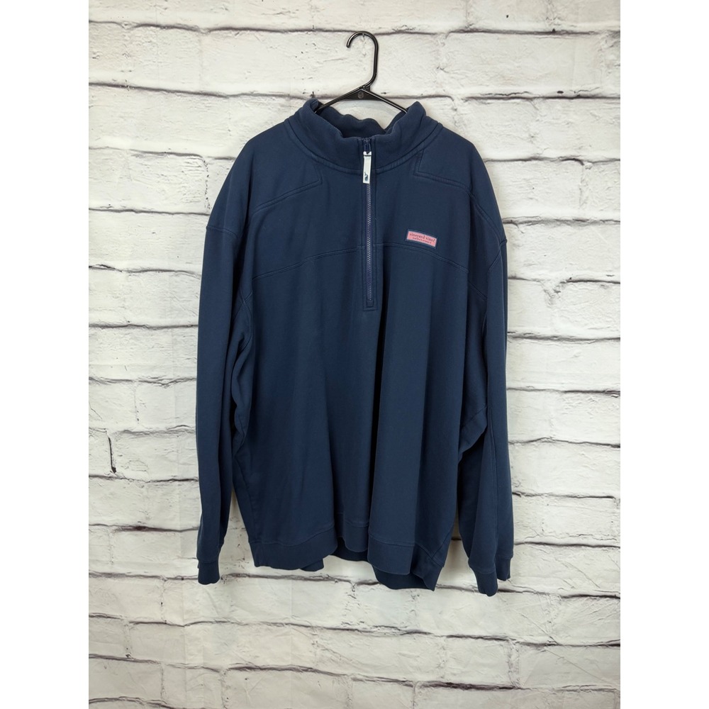 Vineyard Vines Mens 5XLB Navy Blue Salt Washed Shep Shirt Quarter Zip Pullover - Picture 2 of 6